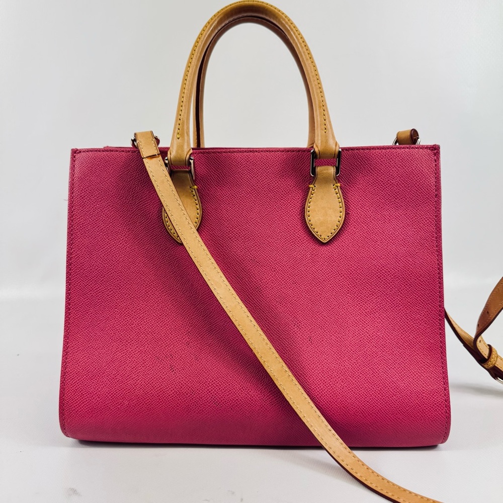 Dooney & Bourke Pink Pebbled Leather Janine Satchel Top Handle w crossbody strap - Picture 3 of 16
